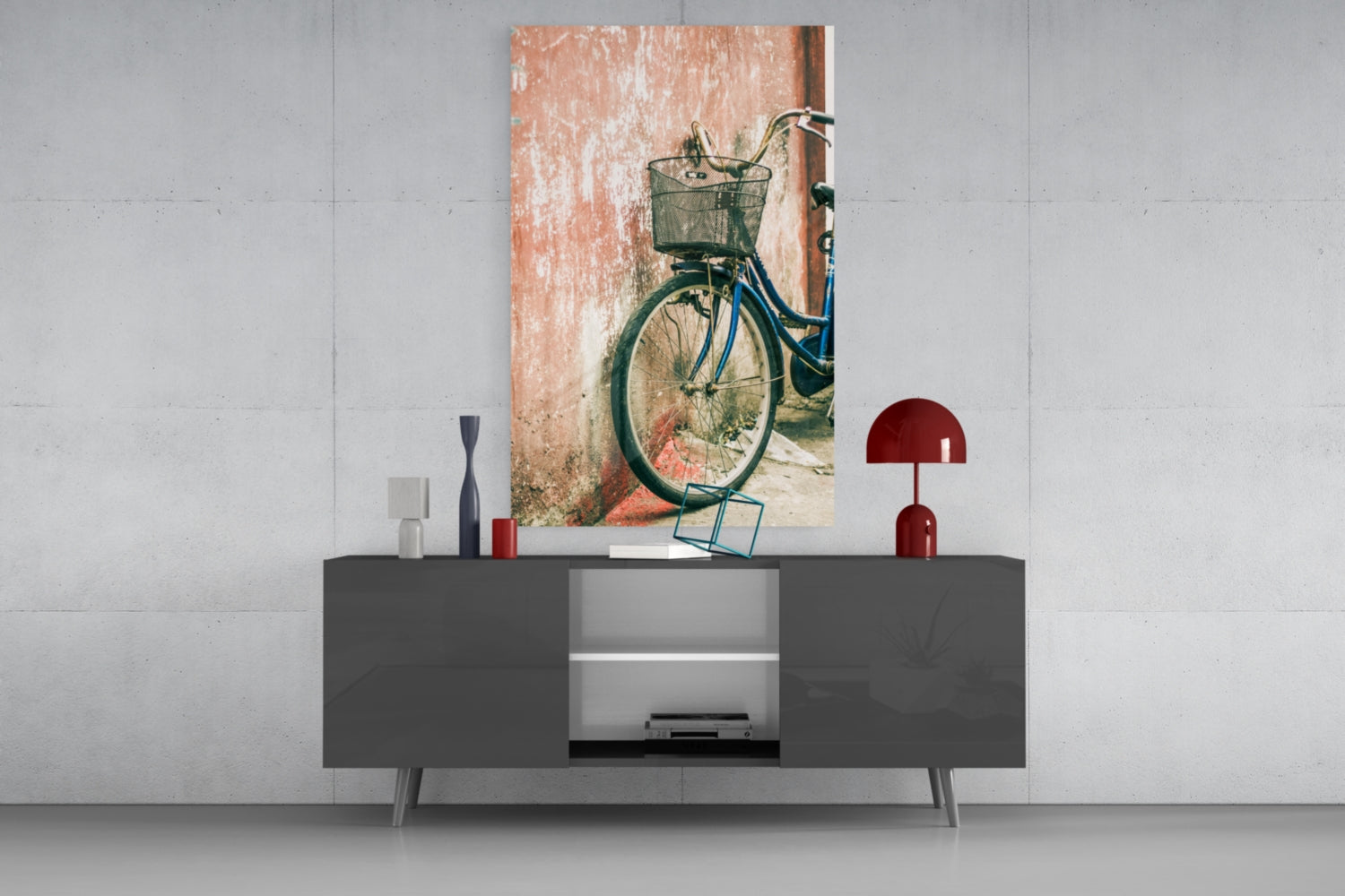 Bicycle Basket Glass Wall Art.