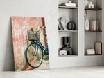 Bicycle Basket glass print enhancing a foyer with cottage spirit