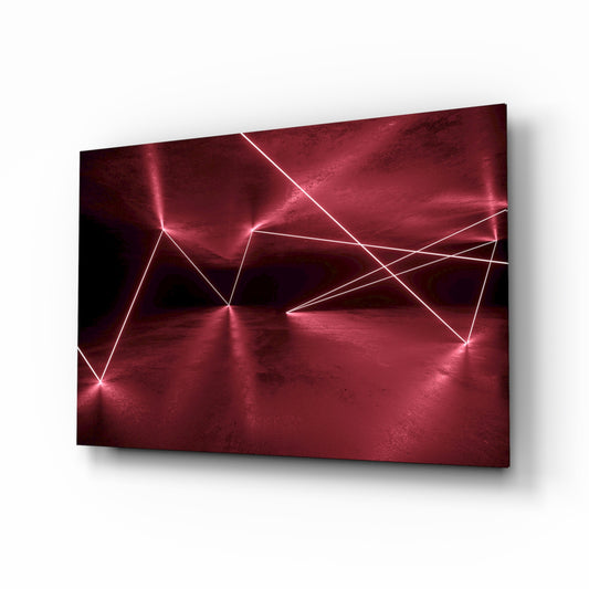 Forbidden Zone glass wall art displayed above a console in a designer interior