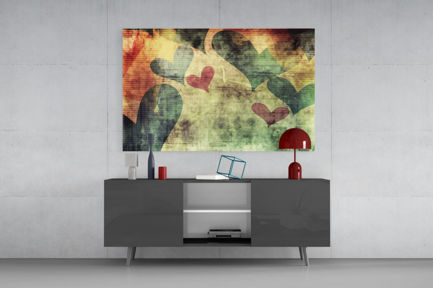 Hearts Hearts Glass Wall Art.