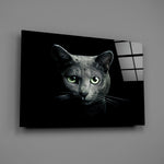 Cat-portrait panel bringing feline mystery to a contemporary living space