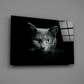 Cat-portrait panel bringing feline mystery to a contemporary living space