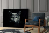 Cat glass print enhancing a hallway with quiet drama