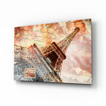 Eiffel glass wall art displayed above a console in a designer interior