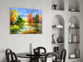 Colorful Autumn panel adding riverside mood to a country home