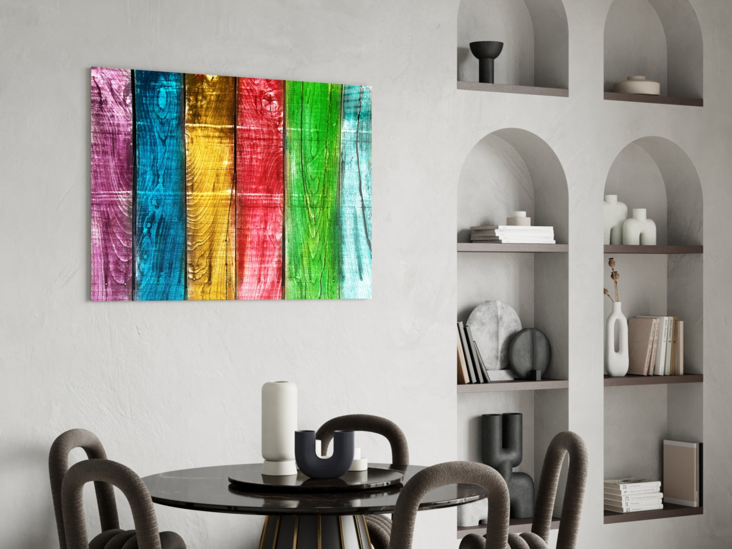 Colored Wood Glass Wall Art.