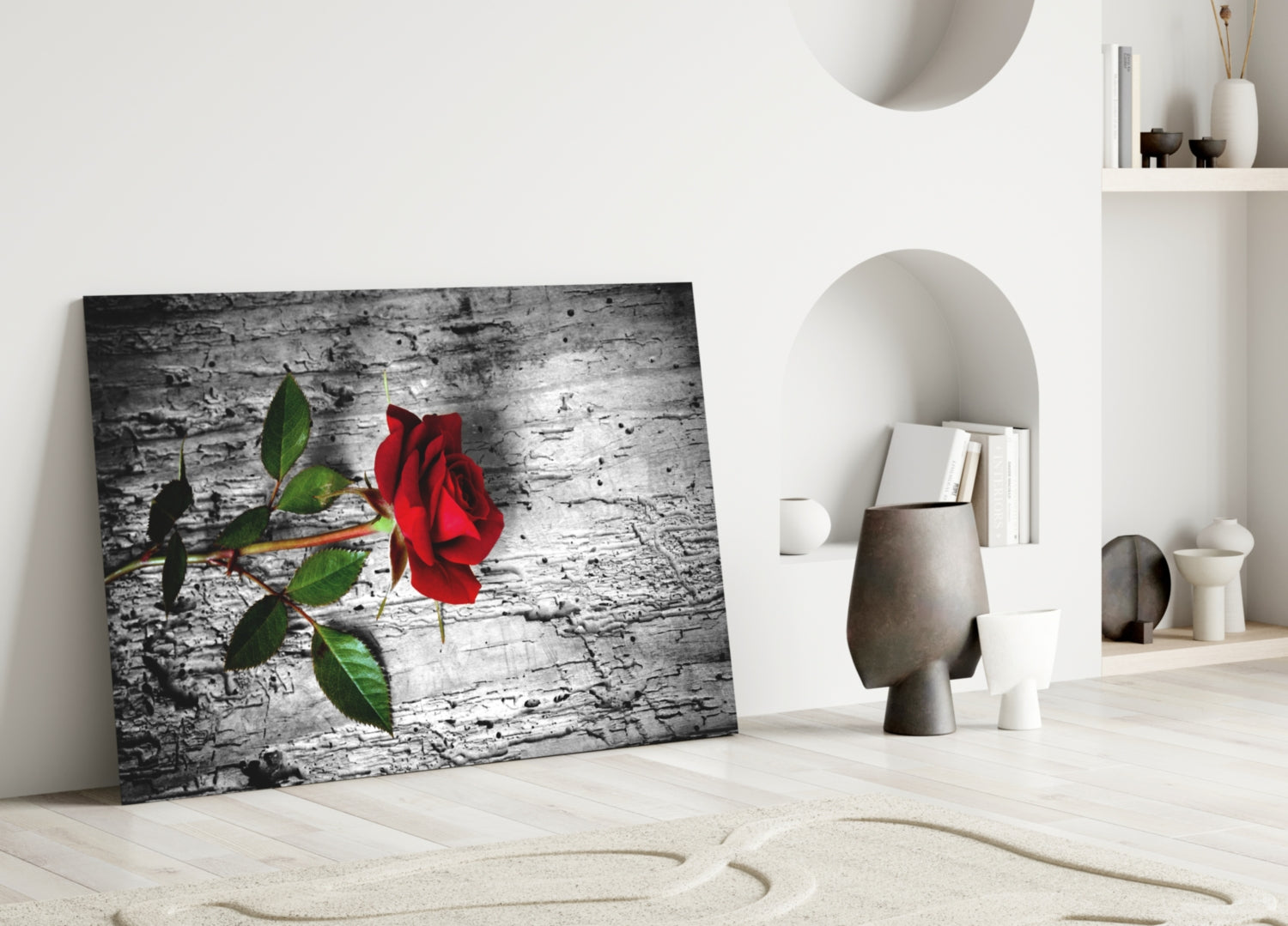 Red Rose Glass Wall Art.