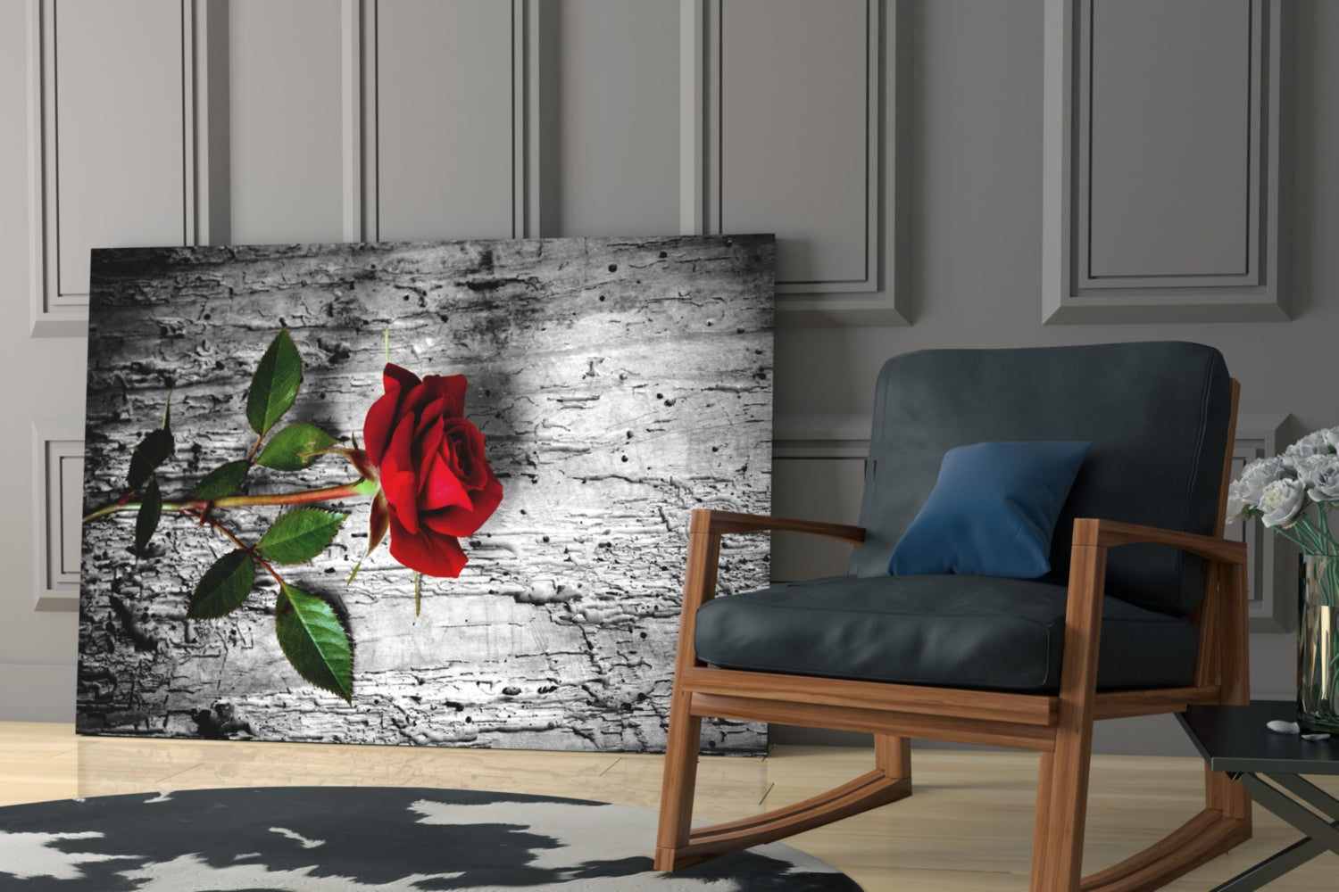 Red Rose Glass Wall Art.