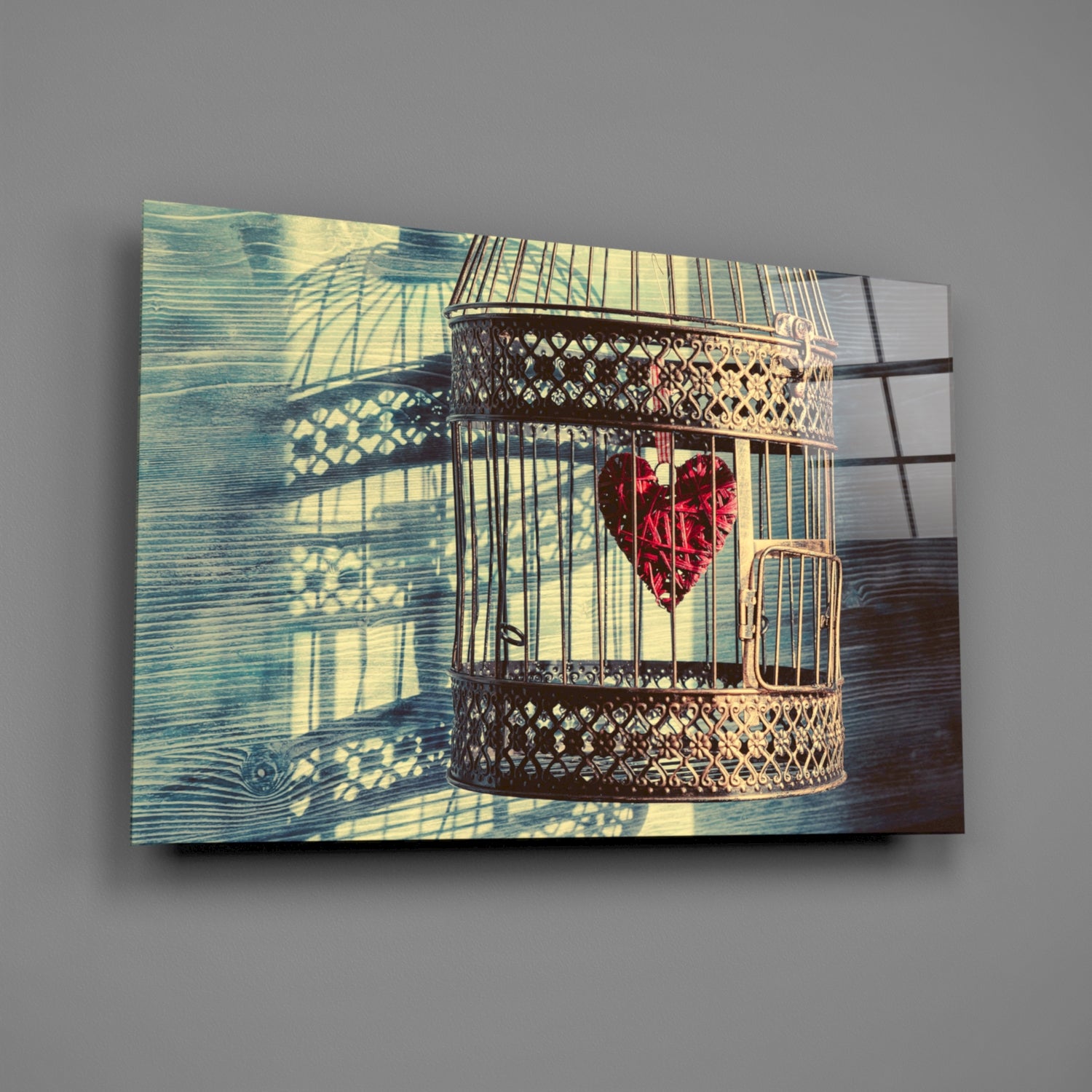 Caged Heart Glass Wall Art.