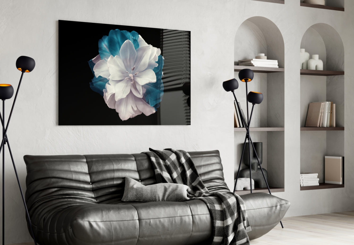 Blue Flower Glass Wall Art.