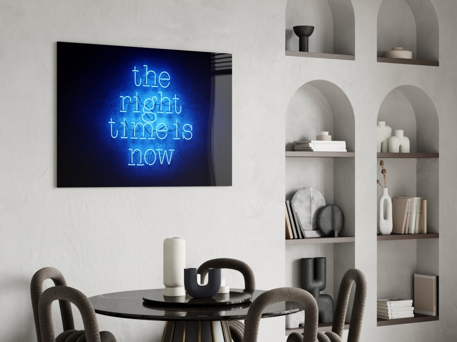 “The Right Time Is Now” Glass Wall Art.