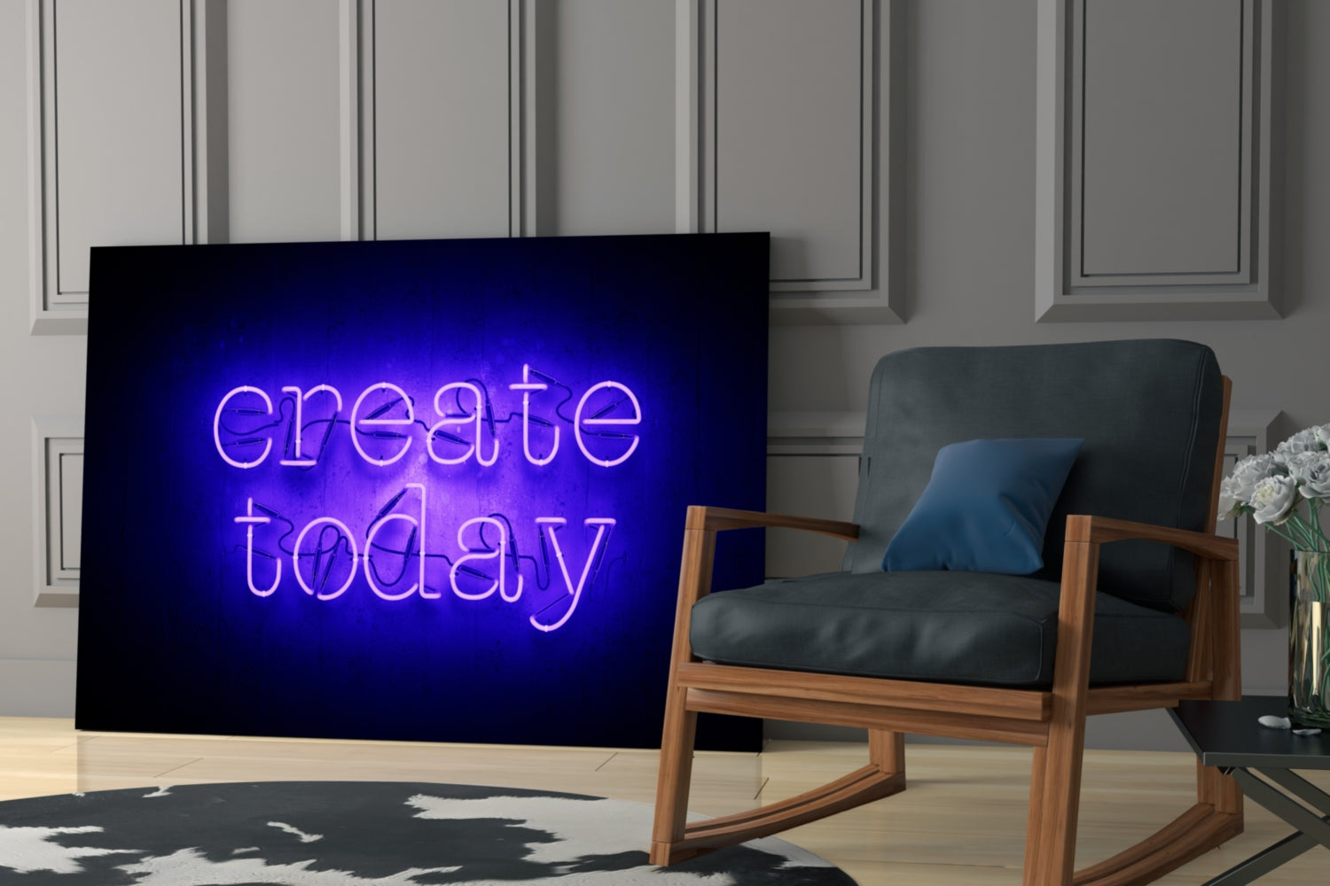 “Create Today” Glass Wall Art.