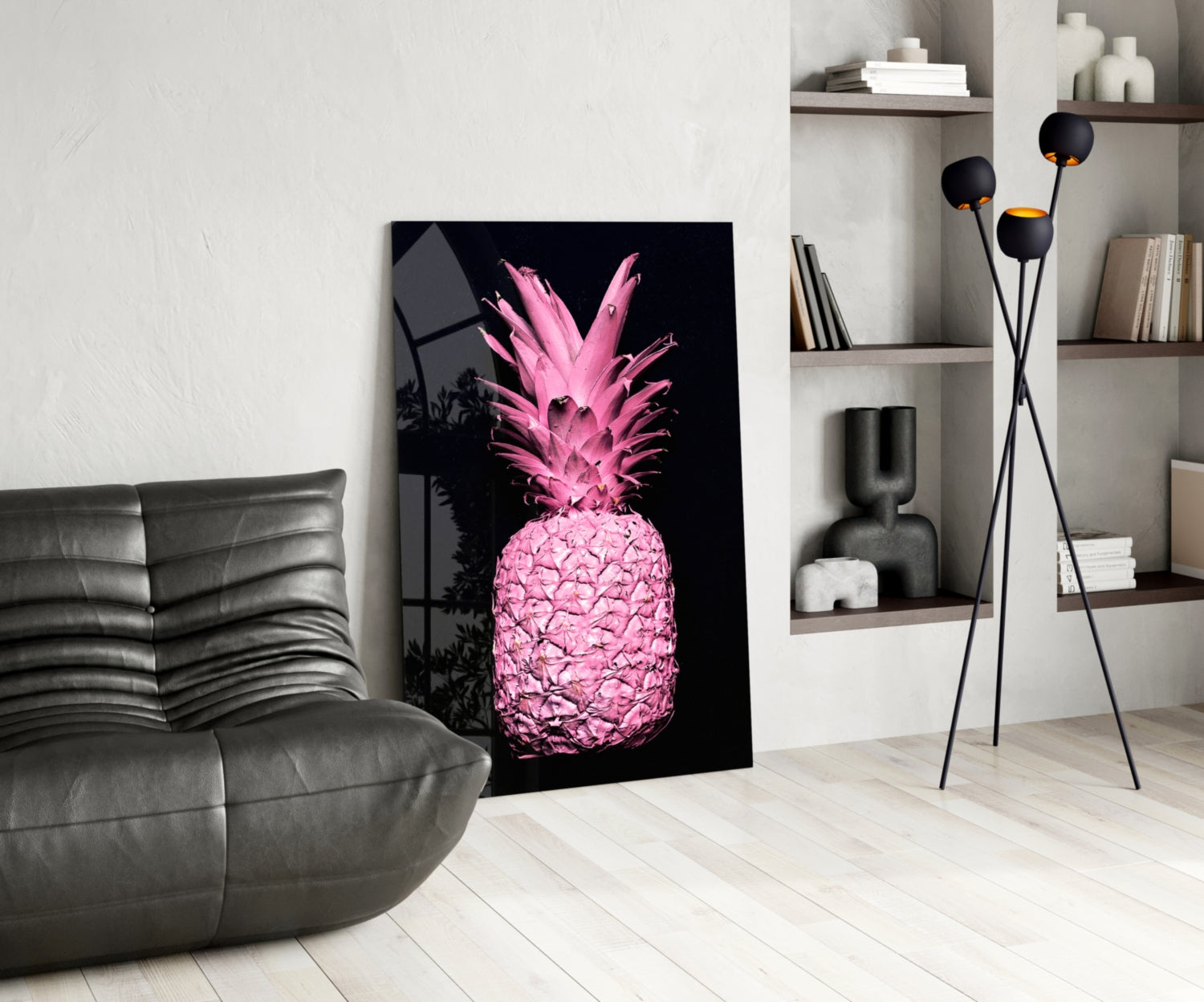 Pink Pineapple Glass Wall Art.