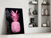 Pink Pineapple glass print enhancing a foyer with statement focal point