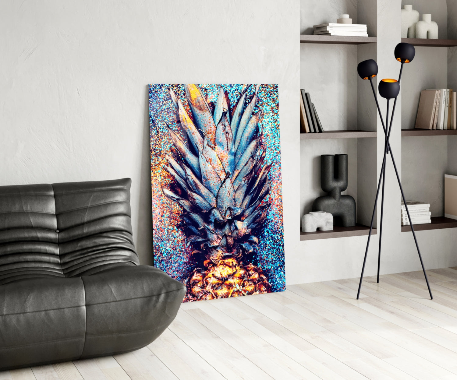 Colored Pineapple Glass Wall Art.