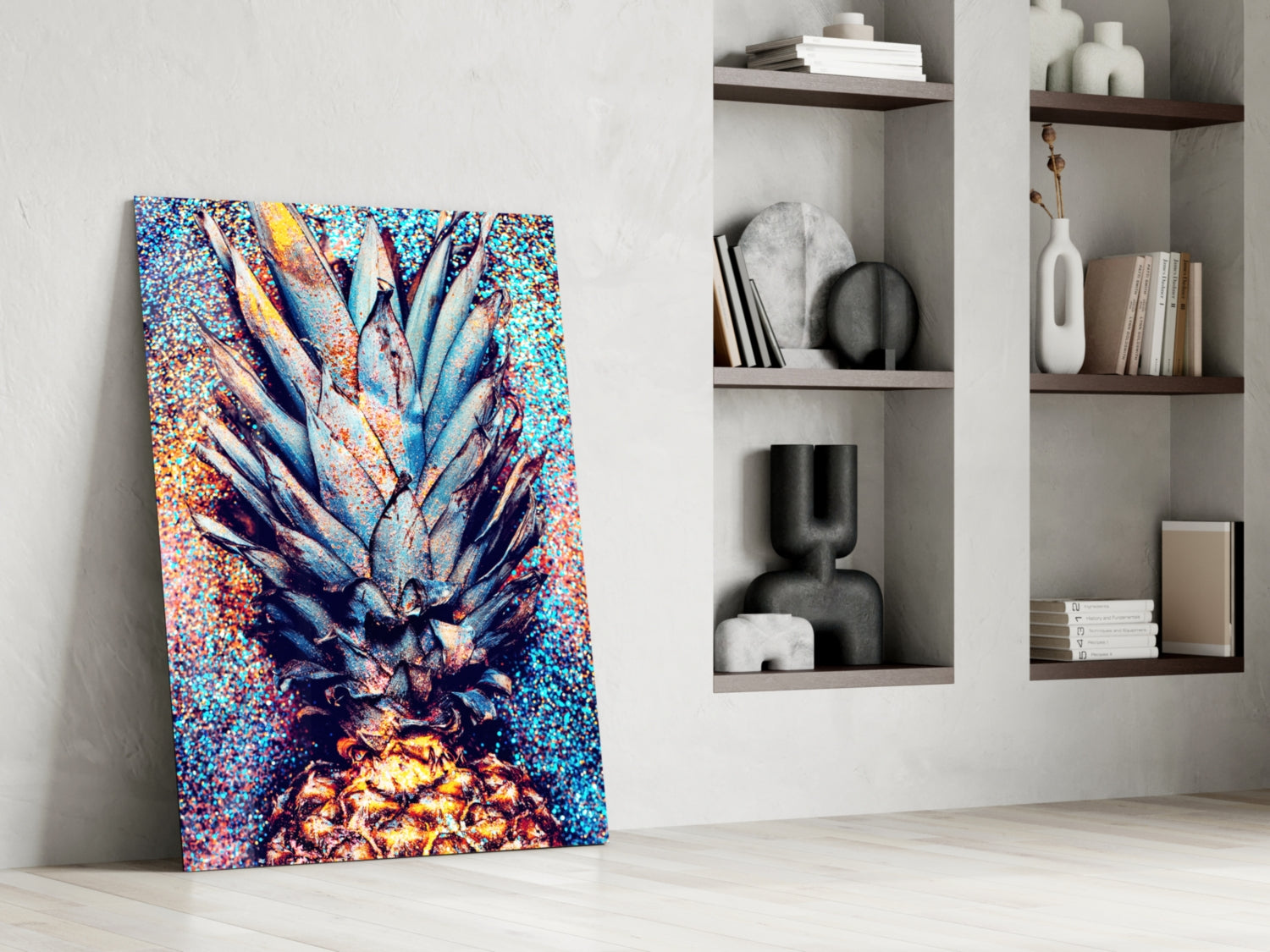 Colored Pineapple Glass Wall Art.