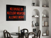 No Drugs panel adding humor mood to a game room