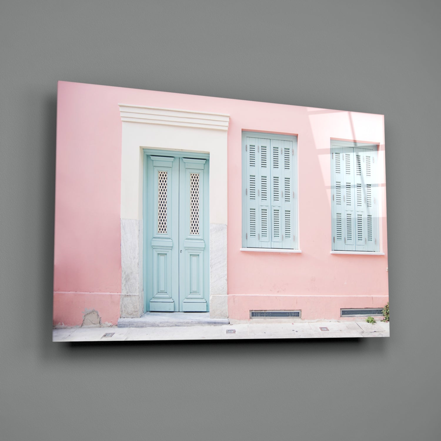 Pink House Glass Wall Art.