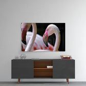 Flamingo panel catching gallery light to reveal its tactile gloss