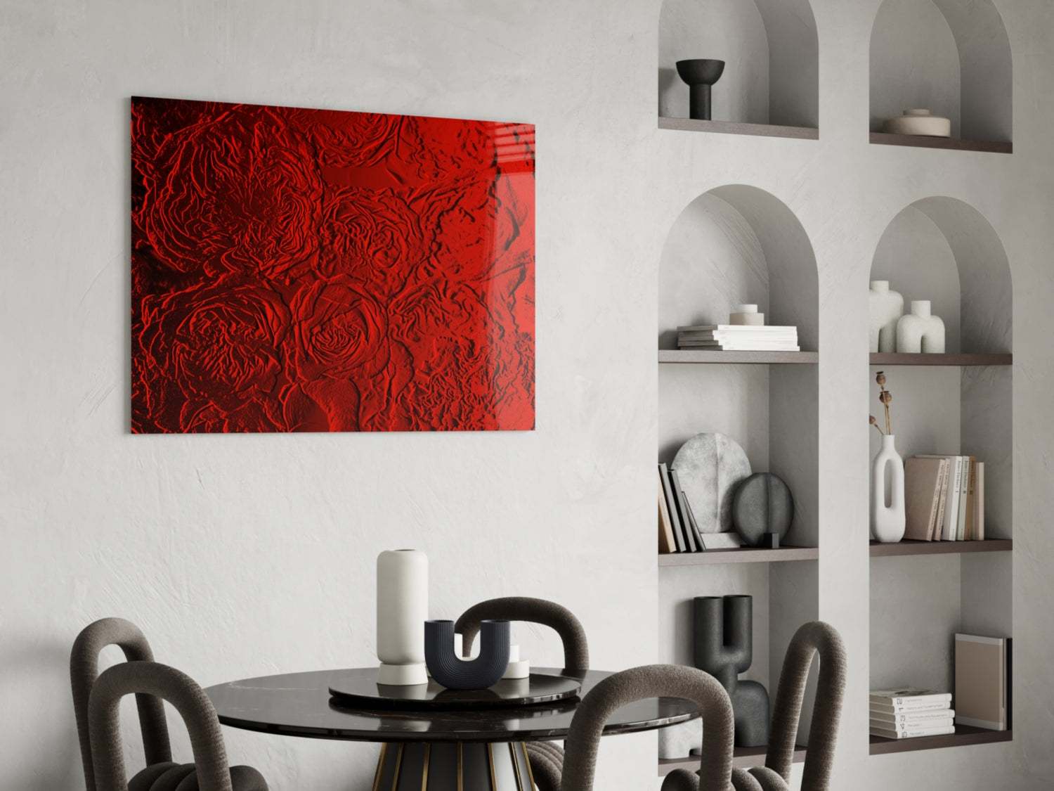 Rose Patterned Glass Wall Art.