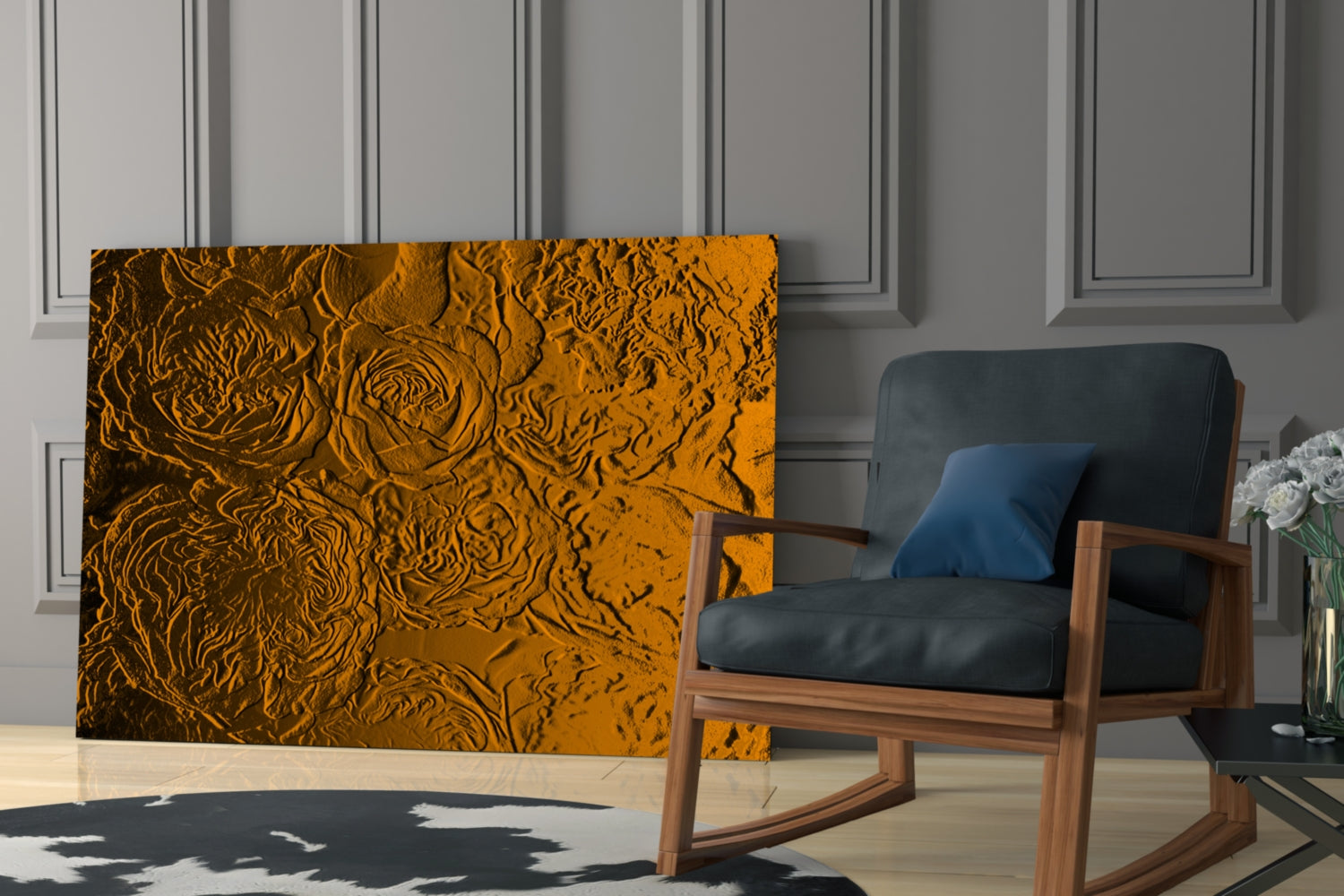 Rose Patterned Glass Wall Art.