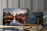 Sunset glass print enhancing a foyer with old-Europe spirit