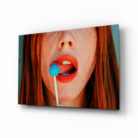 Lollipop glass wall art displayed above a console in a designer interior