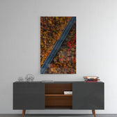 Autumn panel catching gallery light to reveal its luminous saturation