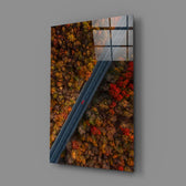 Aerial-autumn panel bringing seasonal warmth to a contemporary living space