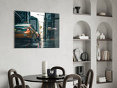 Rain in the City panel adding cosmopolitan mood to a hallway