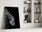 Zebra glass print enhancing a hallway with statement drama