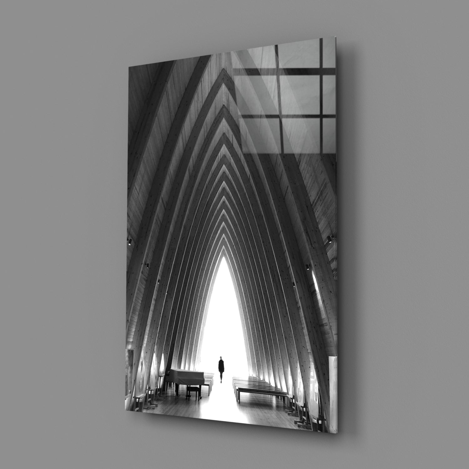 Gray City Landscape Glass Wall Art.