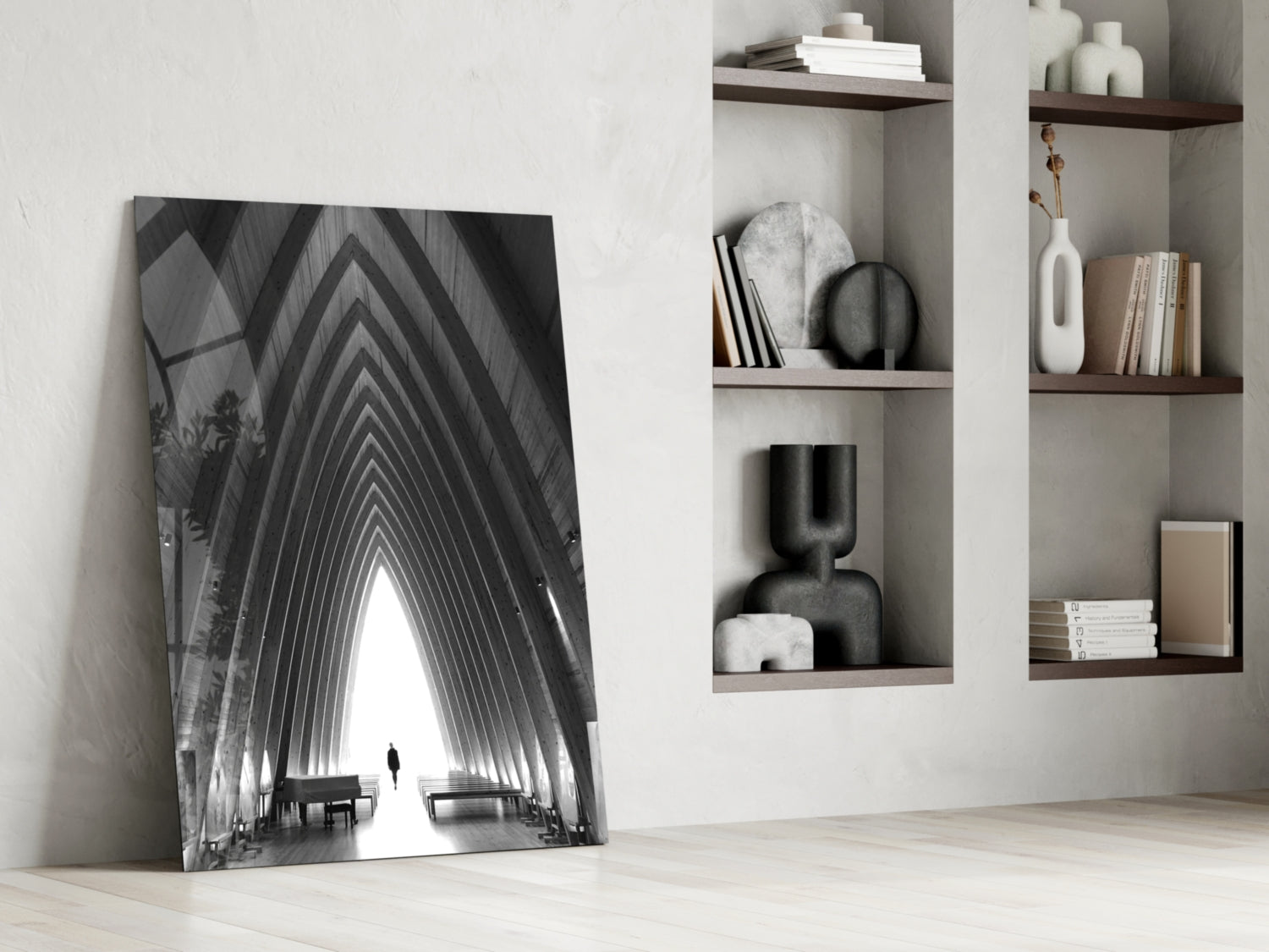 Gray City Landscape Glass Wall Art.