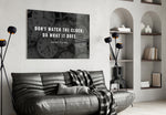 Famous Words glass wall art styled above a desk in a discipline study