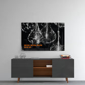 Never Give Up panel catching low light to reveal its tactile sparkle