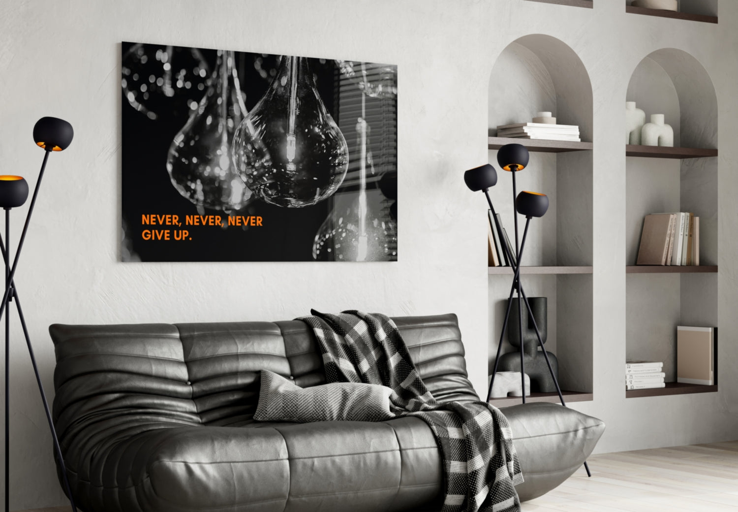 Never Give Up Glass Wall Art.