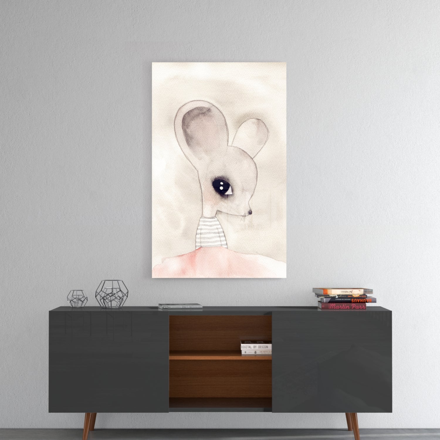 Cute Mouse Glass Wall Art.