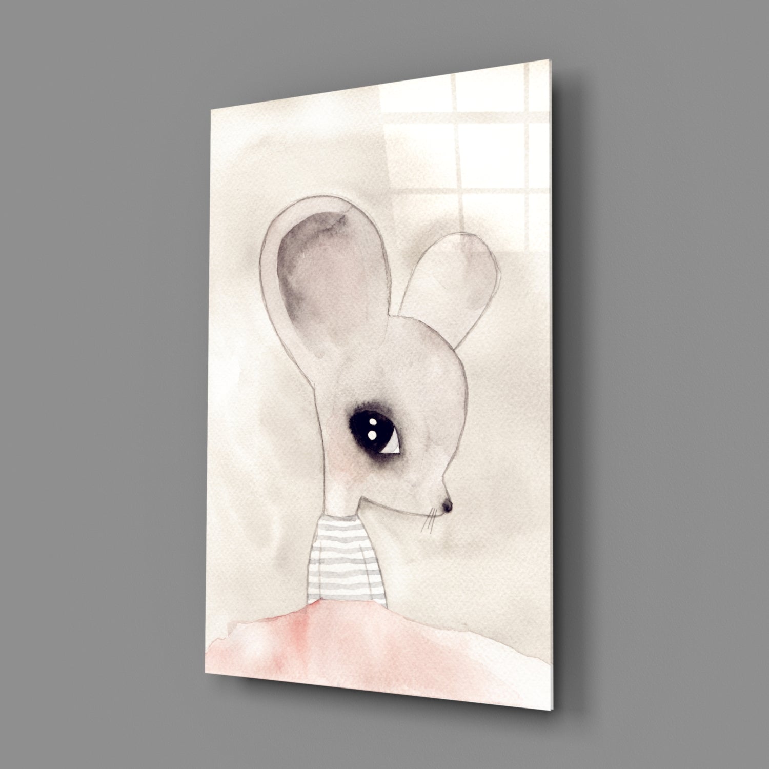 Cute Mouse Glass Wall Art.