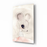 Cute Mouse glass wall art displayed above a console in a designer interior
