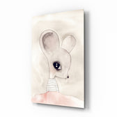 Cute Mouse glass wall art displayed above a console in a designer interior