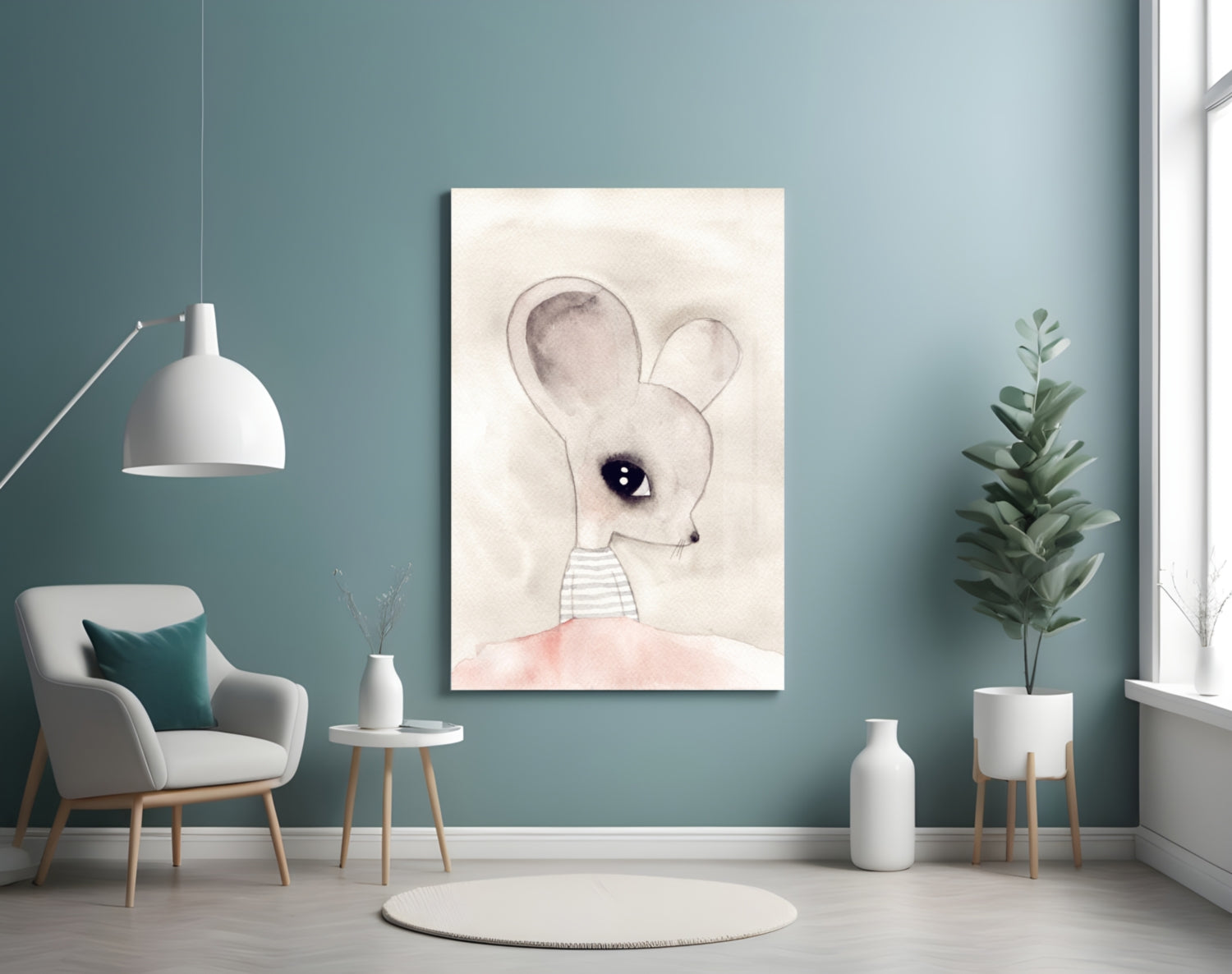Cute Mouse Glass Wall Art.