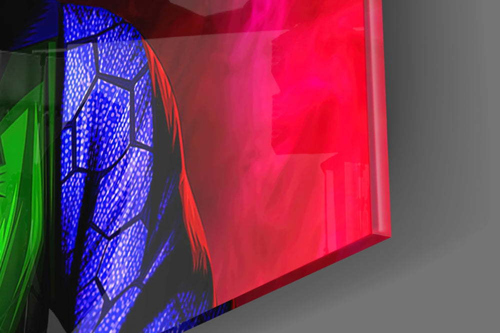 Joker artwork anchoring a wall with bold comic palette