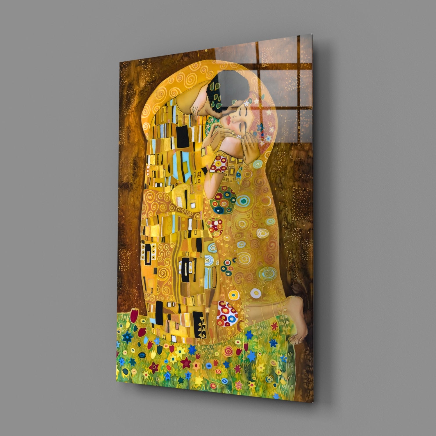 Gustav Klimt "The Kiss" Glass Wall Art.