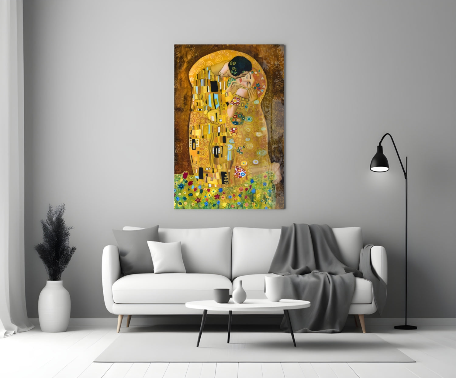 Gustav Klimt "The Kiss" Glass Wall Art.