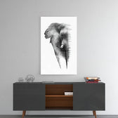 Elephant panel catching gallery light to reveal its tactile grain