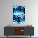 Blue Serenity panel catching gallery light to reveal its tactile flow