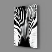 Zebra-portrait panel bringing safari drama to a contemporary living space