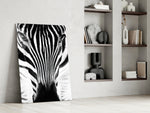 Zebra glass print enhancing a hallway with statement drama