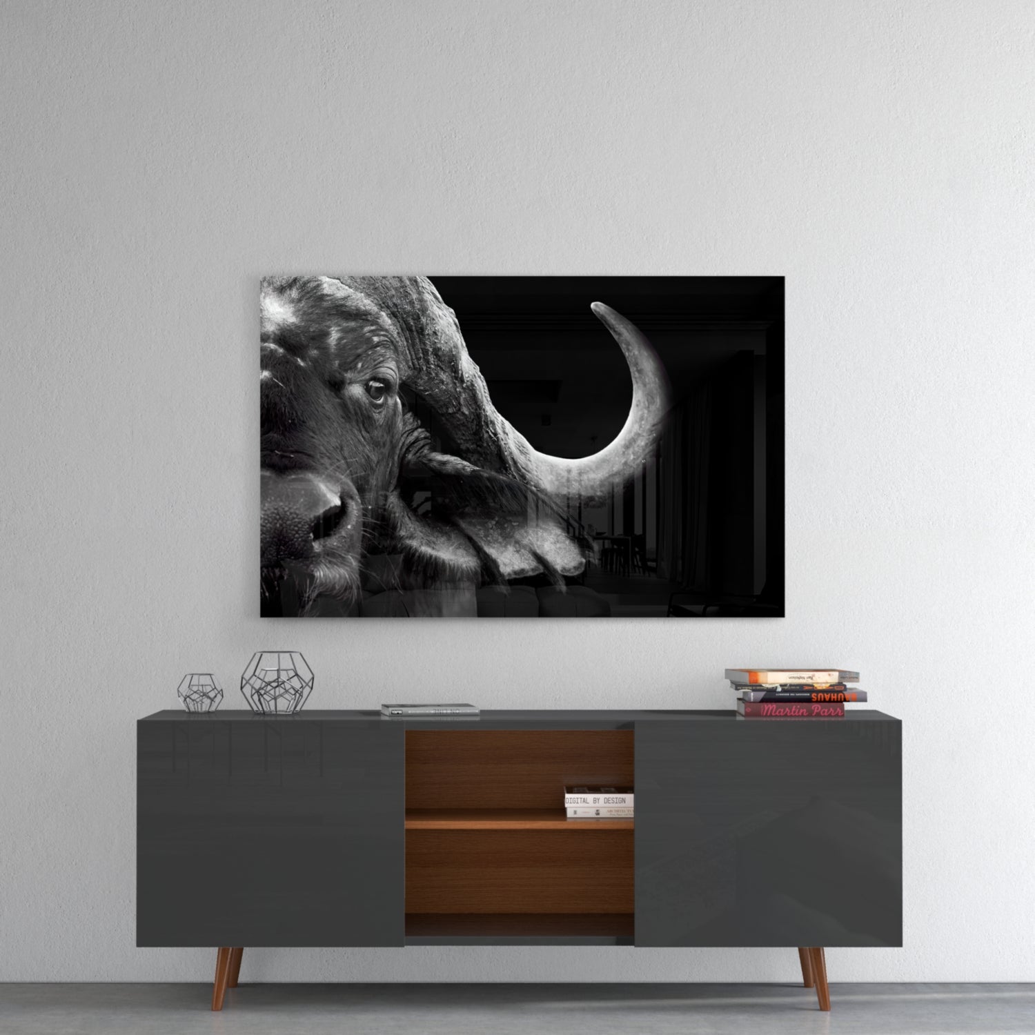 Bison Glass Wall Art.