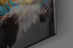 Horse artwork anchoring a wall with bold equestrian palette